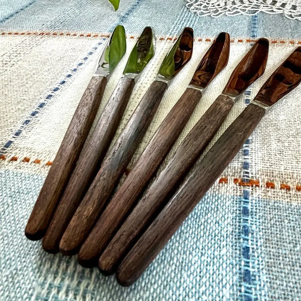 Set of 6 Vintage Butler England Butter Knives, Stainless Steel with Wood Handles